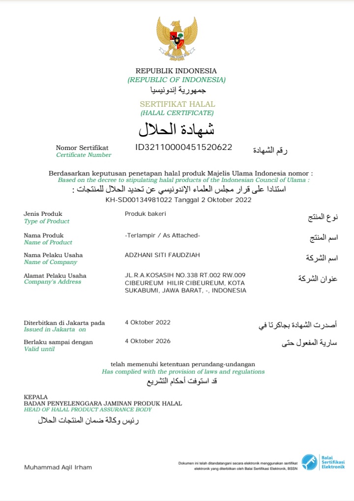 Sertifikat Halal Mochi BTS